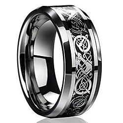 New Silver Celtic Dragon Titanium Stainless Steel Men's Wedding Band Rings EW sakcharn  Lightinthebox