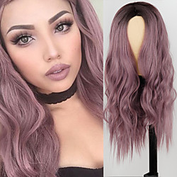 Purple Wigs for Women Synthetic Wig Deep Wave Middle Part Wig Pink Medium Length A1 A2 A3 A4 A5 Synthetic Hair Cosplay Party Fashion Pink Black Lightinthebox