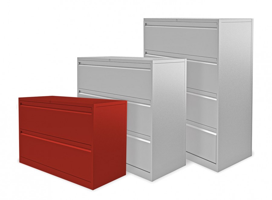Executive Side Filing Cabinet- 2 Individual Locking Drawers- Red
