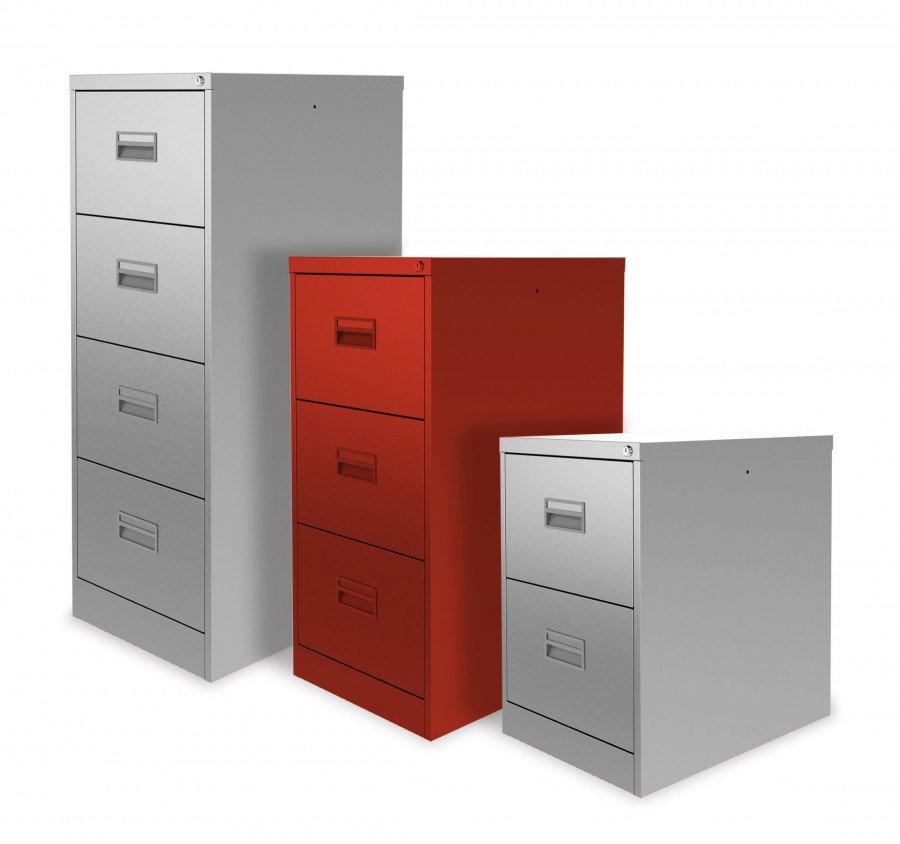 A4 Lockable Filing Cabinet- 3 Drawers- Red