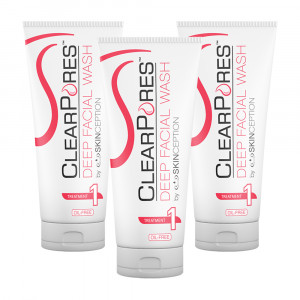 ClearPores Deep Facial Wash - Olfreie Beruhigende Reinigung - 170ml zur auSseren Hautanwendung - 3er