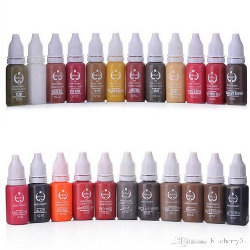 5 Pcs Permanent Tattoo Makeup Pigment Cosmetic Ink For Eyebrow Eyeliner Lip makeup 15ml/Bottle Free Shipping