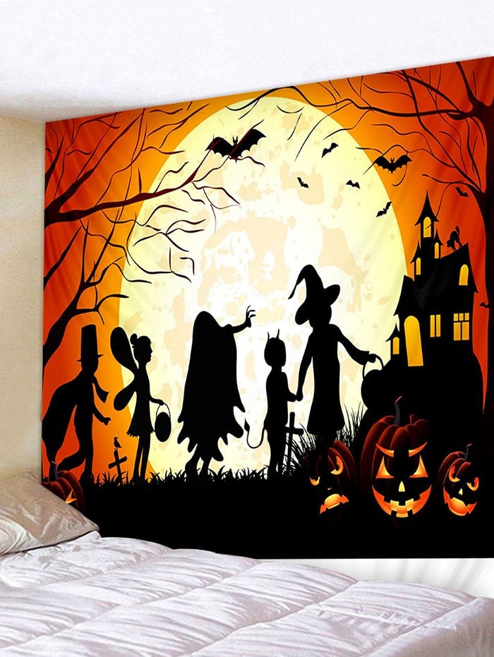 Halloween Castle Moon Print Tapestry Wall Hanging Decor