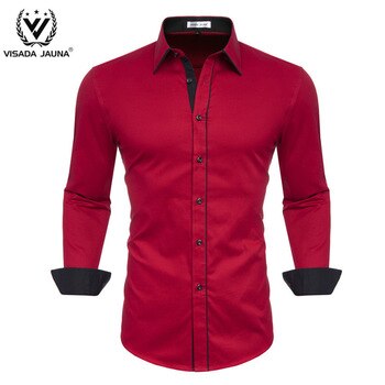 VISADA JUANA 2019 Spring Casual Long Sleeve Solid Slim Fit Social Business shirt men Cotton Dress Brand Men Clothing Comfortable