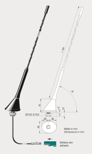 ABB Flexantenne passiv Stab 44cm UKW/DAB/DAB+ M10x0.75 m (2116.04)