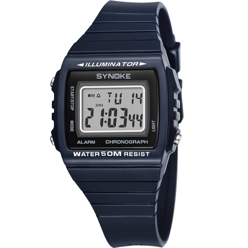 SYNOKE 9708 reloj deportivo reloj de moda LED alarma digital cronómetro luminoso cronómetro impermeable deporte banda