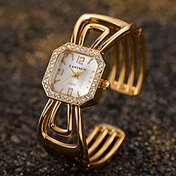 Women's Luxury Bracelet Watch Fashion Golden Rhinestone Sparkling Quartz Watch Fancy Women Watches Jewelry Sophisticated And Stylish Women Watch miniinthebox