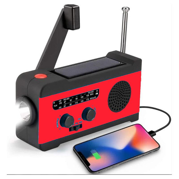 solar hand crank radio am / fm / wb weather radio emergency with led 2000mah battery for phone charger