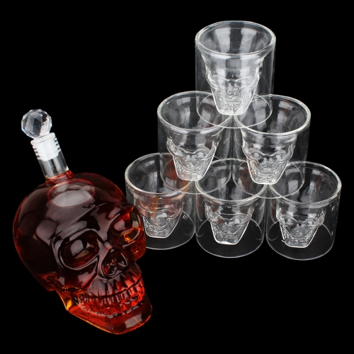 Skeleton Shaped Glass Cup Trinkglas Drinkware Whiskey and Liquor Dekantier-Geschenk-Set 6 Doppelwandige Gläser Hitzebeständig für Bier Wein