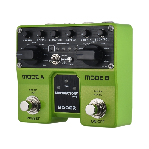 MOOER MODFACTORY Pro Dual Modules Modulation Guitar Effect Pedal 16 Modulation Effects Tap Tempo Function with Dual Footswitches