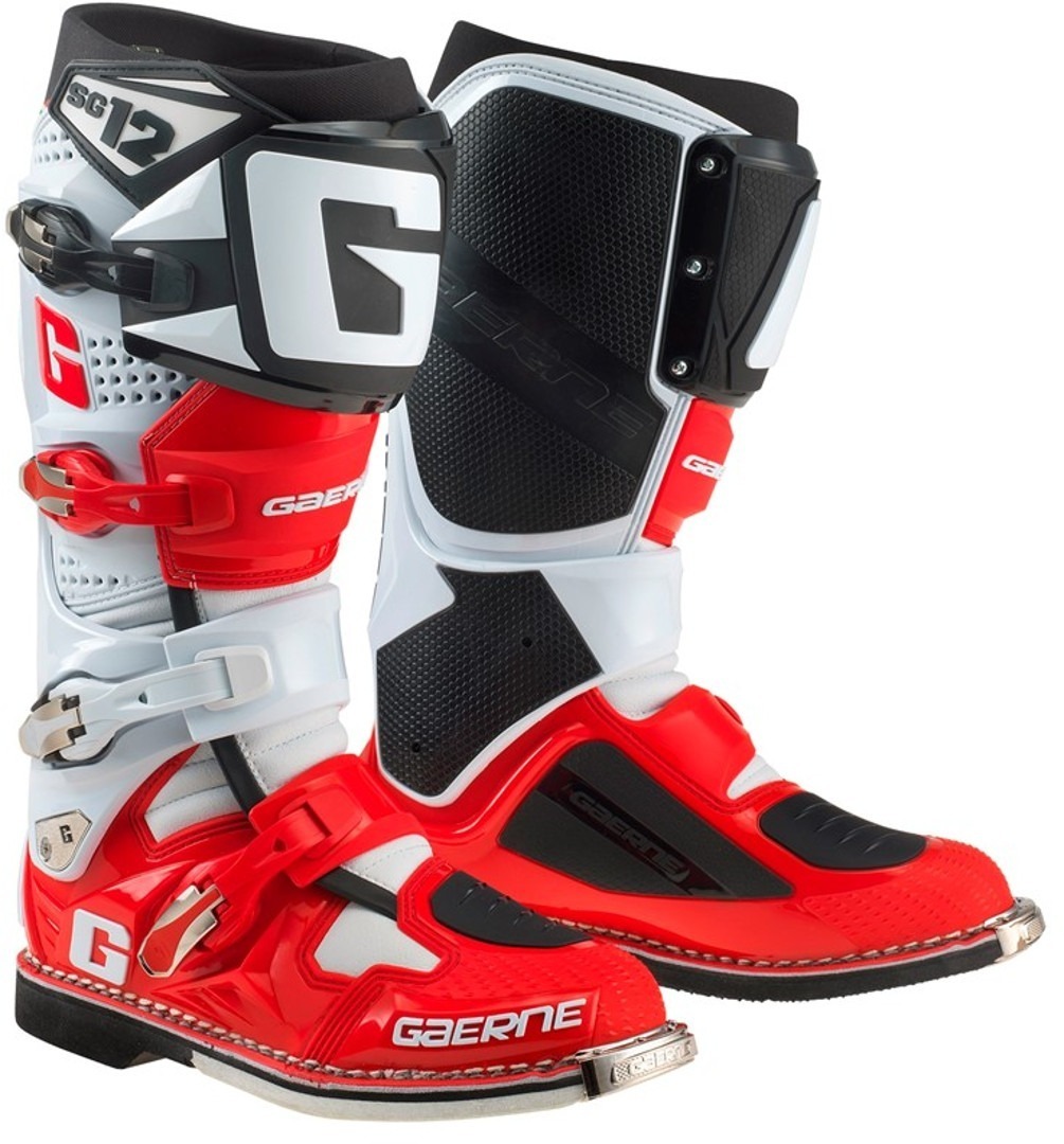 Gaerne SG-12 Motocross Boots, black-white-red, Size 43, black-white-red, Size 43