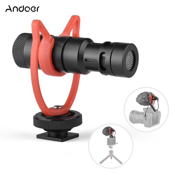 andoer mini microphone plug-and-play mic 3.5mm plug with mount wind screen for smartphone dslr camera video recording mic
