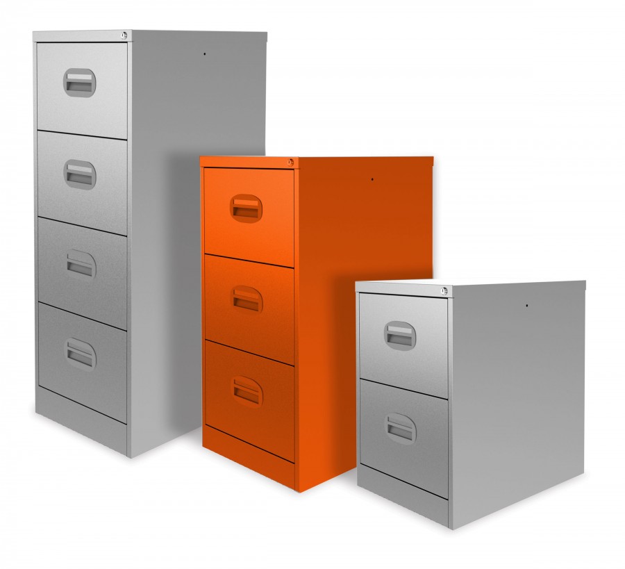3 Drawer Lockable Filing Cabinet- Sienna Orange
