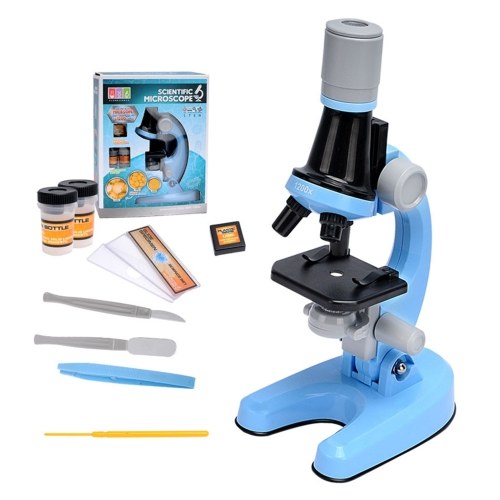 Mikroskop Science Kit 100X/400X/1200X Vergrößerung Wissenschaftliches Mikroskop mit Objektträger Pädagogisches STEM Geschenk für Studenten Anfänger