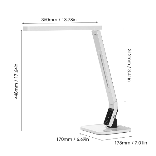 LED Desk Lamp Eye Protection Smart Table Lamps Desklight Support Touching Brightness Color Temperature Control Light Foldable Rotatable Dimmable 1.5A USB Charging