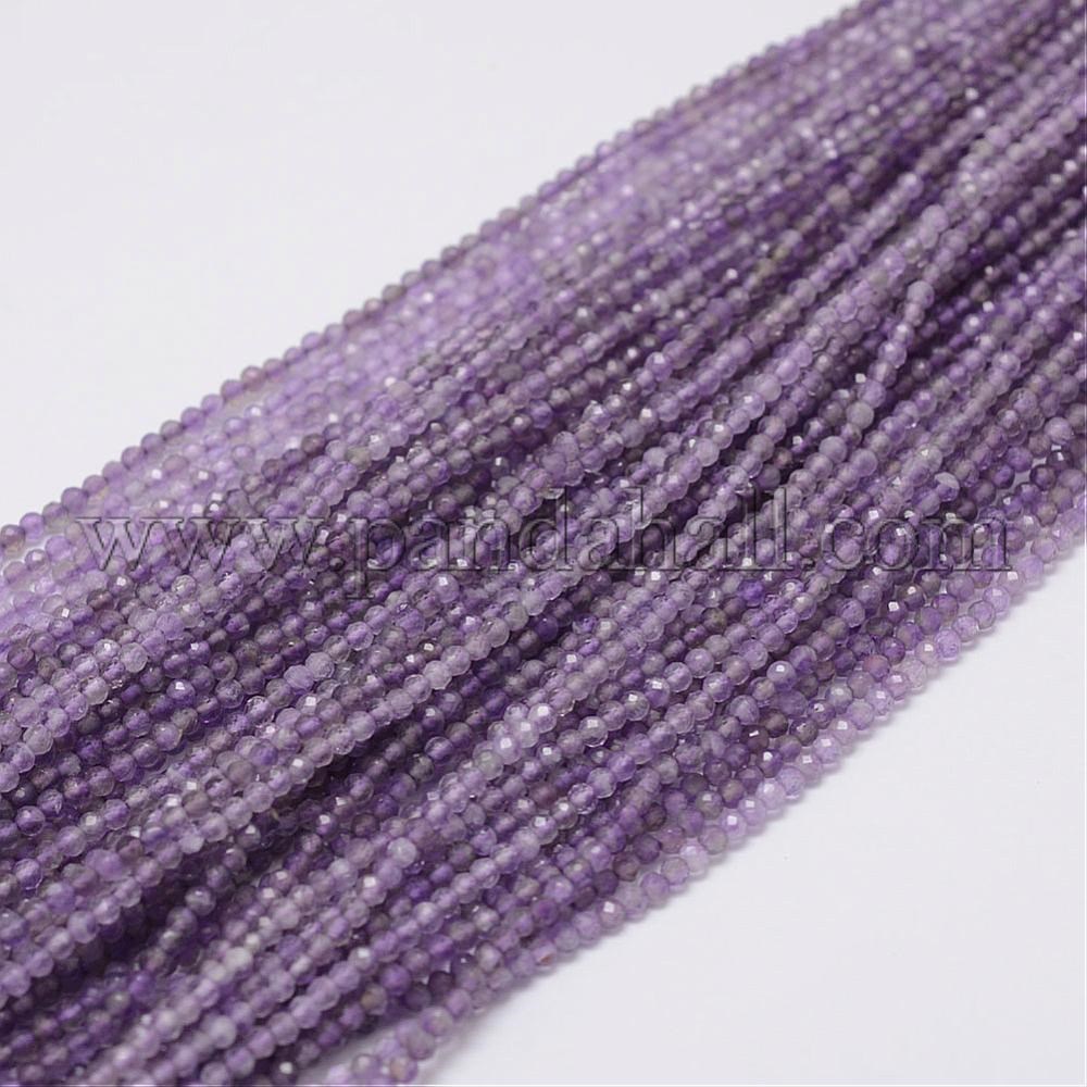 Natural Amethyst Beads Strands, Round, Faceted, 2mm, Hole: 0.5mm; about 220pcs/strand, 15.7