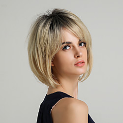 Women's  Synthetic Wig  Natural Straight Layered Haircut Short Hairstyles 2020 With Bangs Wig Ombre Short  Synthetic Hair 10 inch Brown Golden Blonde#16 Lightinthebox