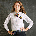 camisa Tattersall blanco y azul de los uniformes de la escuela niña