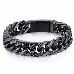 mens chain bracelet 316l stainless steel black punk double curb cuban rombo link 14mm fits 7inch wrist Lightinthebox