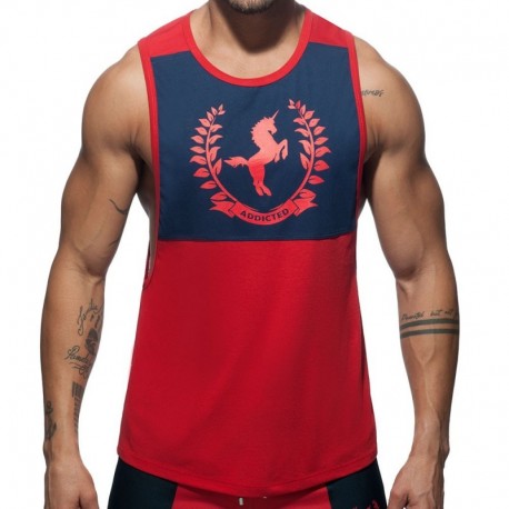 Addicted Horse Tank Top - Red - Navy S