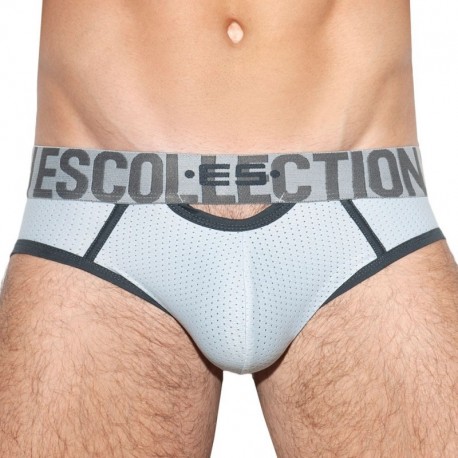 ES Collection Double Opening Mesh Brief - Silver S
