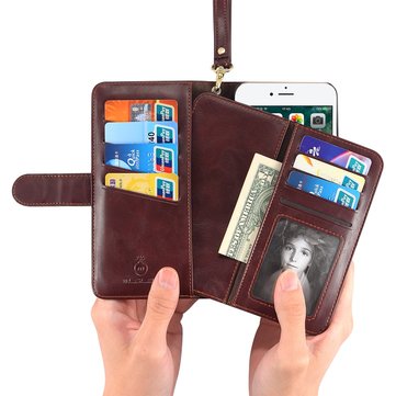 PU Leather Magnetic Detachable Phone Case With Detachable Wallet For iPhone 7 Plus 5.5 Inch