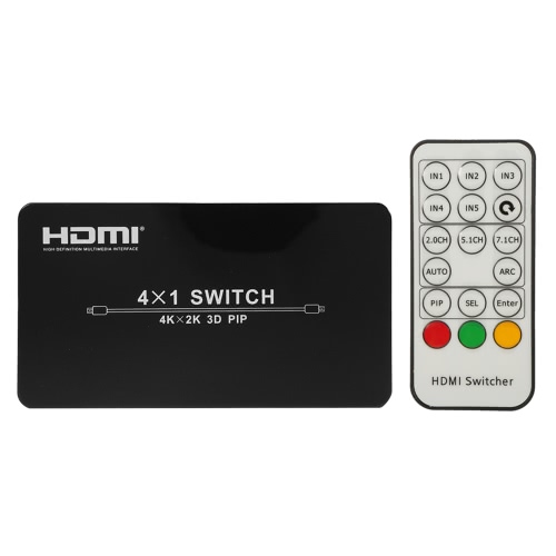 HD Switcher 4 * 1 Four Input One Output HD Switch Adapter Support PIP 4K 3D Full HD 1080P US Plug