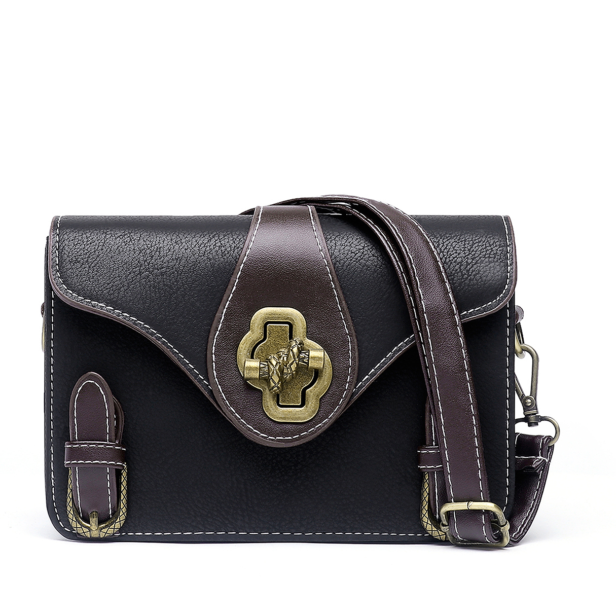 Black Fashion Lock Design Crossbody Bags