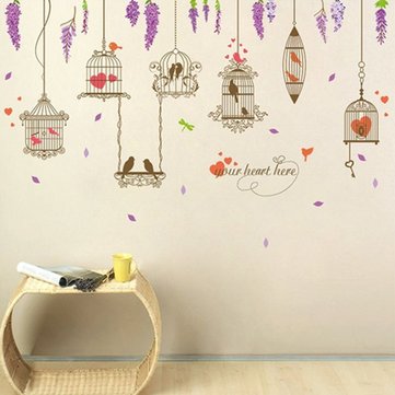 Violet Bird Cage Removable Wall Decal Sticker