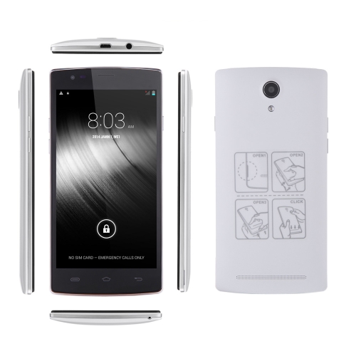 MIJUE L100 4G FDD-LTE TDD-LTE Smart Phone Android4.4 MT6582M + MT6290 Quad Core 5.5 Pulgadas IPS Gesto de Pantalla de Detección OTG 1GB RAM 8GB ROM 2MP 8MP Doble Cámaras  (Blanco)