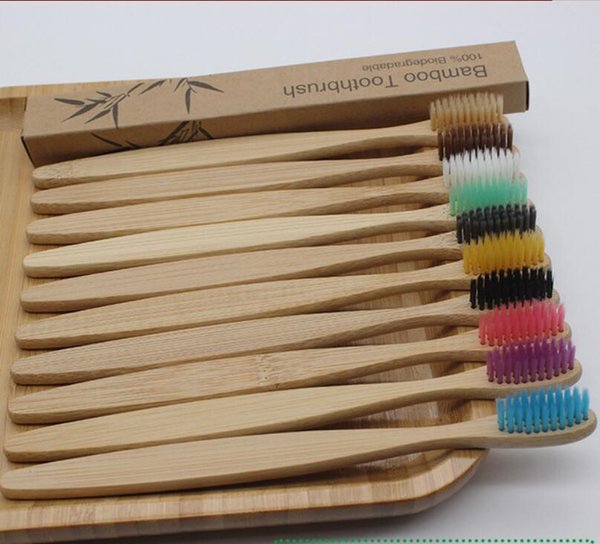 Contracted Colorful Natural Bamboos Toothbrush Set Softs Bristle Charcoal Teeth Whitening Bamboo Toothbrushes Soft Dental Oral Care