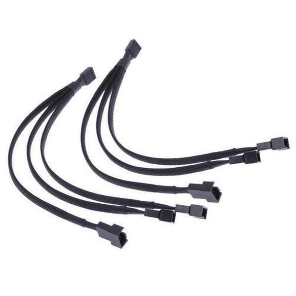 4 pin pwm fan cable 1 to 3 ways splitter black sleeved extension cable connector new