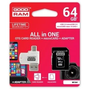 GOODRAM M1A4 All in One - Flash-Speicherkarte (SD-Adapter inbegriffen) - 64 GB - microSDXC UHS-I