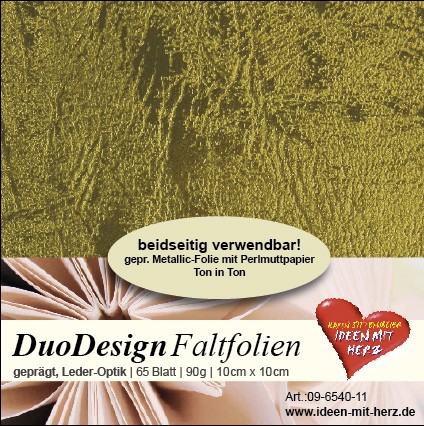 DuoDesign Faltfolien, Leder-Optik, 10 x 10 cm, 65 Blatt, oliv