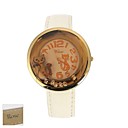 Cat Motif de la femme cadeau personnalisé Brown Dial Brown PU bande analogique gravé Montre