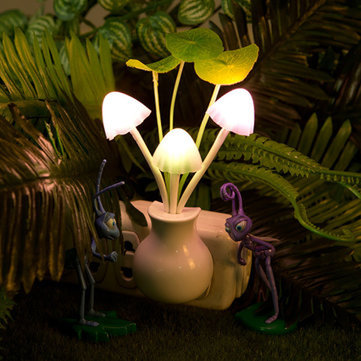 Vase Mushrooms Leaves LED Dimming Night Light 7 Colors Changing Light