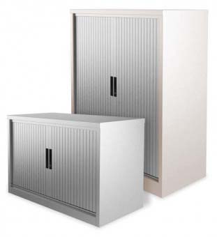 Silverline Satin White Tambour Door Storage Cupboard 1651mm High