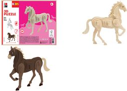 Marabu KiDS 3D Puzzle Pferd, 30 Teile Holzbausatz, vorgestanzte Teile aus Sperrholz, zum Stecken - 1 Stück (0317000000023)