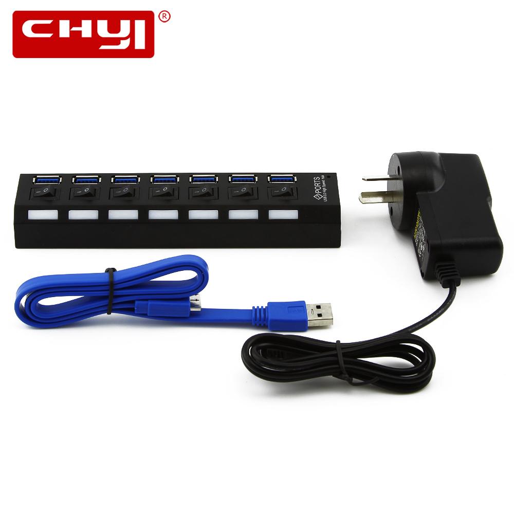High Speed USB 3.0 HUB 7 Ports with Power Adapter EU/AU/US/UK 5Gbps Micro USB HUB Splitter for PC Peripherals Accessories