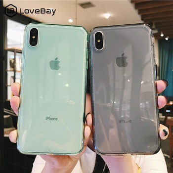Lovebay For iPhone 7 Phone Case Clear Solid Candy Color For iPhone 11 Pro XS Max 6 6s 7 8 Plus X XR Soft TPU Silicone Back Cover