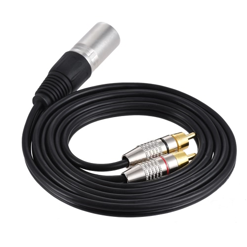 1 XLR macho a 2 RCA macho enchufe Cable de audio estéreo Y conector Cable de alambre divisor (2 metros / 6,6 pies) para el micrófono de mezcla del amplificador de la consola
