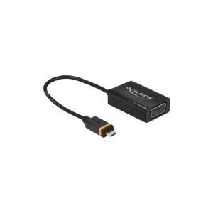 DeLOCK Adapter SlimPort / MyDP - Videoanschluß - DVI - 5 pin Micro-USB (SlimPort) (M) - bis - HD-15, 5-polig Micro-USB, Typ A (nur Spannungsversorgung) (W) - 20cm - Schwarz (65551)