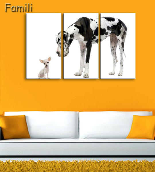 3pcs home decor canvas painting animal dog cat art picture for dedroom bedside decor nursery kids room kitten puppy painting