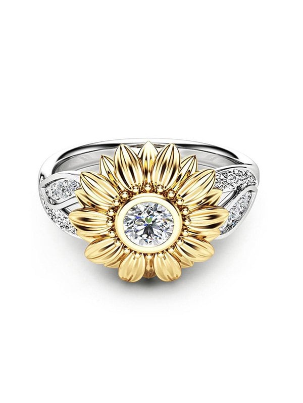 Floral Design Rhinestone Decoration Ring