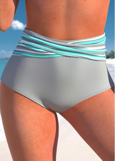 ROTITA Light Grey Stripe Print Bikini Bottom
