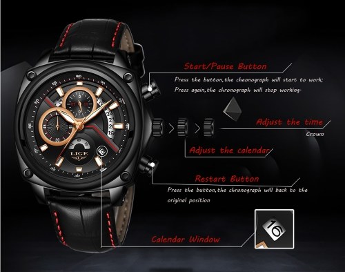 LIGE 9891 Reloj de Cuarzo de Los Hombres de Moda Casual Top Marca de Lujo Reloj Deportivo Hombres Militar Impermeable Reloj de pulsera de Cuero Relogio masculino
