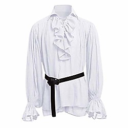 men's noble bandage long sleeve medieval long sleeves casual gingham gothic shirt(4xl,white) Lightinthebox