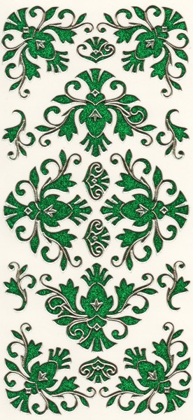 Microglitter-Sticker, Schnörkelornament 2, grün