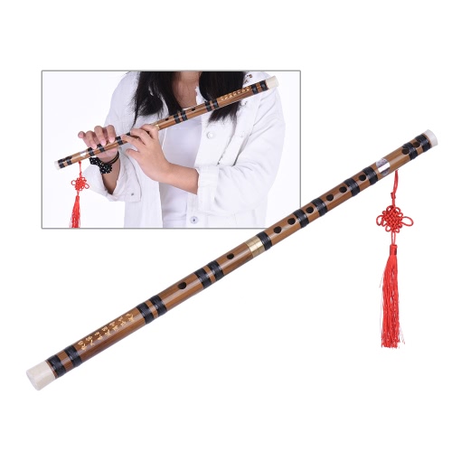 Enchufable Hecho a Mano Amargo Flauta de Bambú / Dizi Musical Chino Tradicional Instrumento de Viento en Clave E para Principiantes Nivel de Estudio