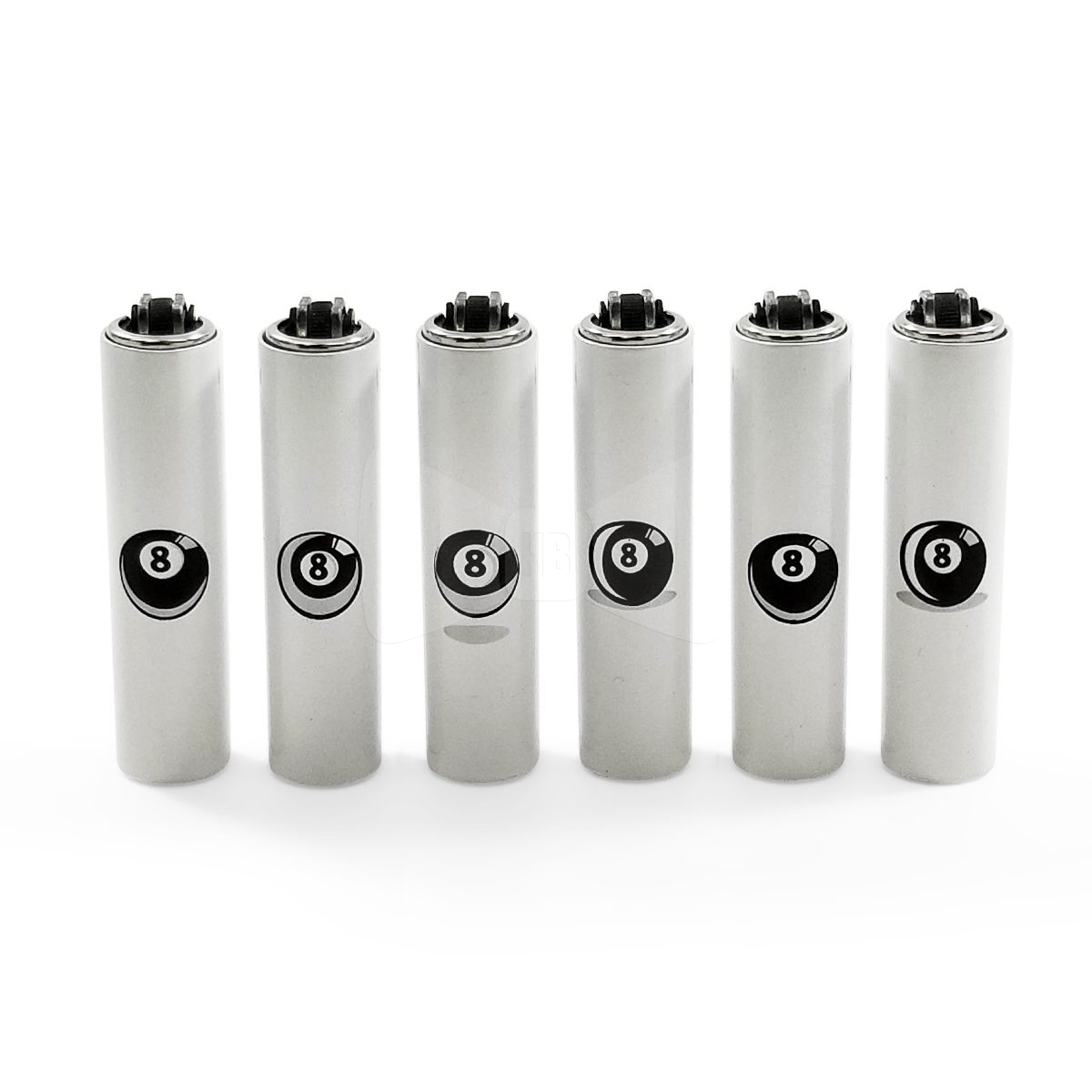 Clipper Metal Cased 8 Ball Lighters 6 Pack